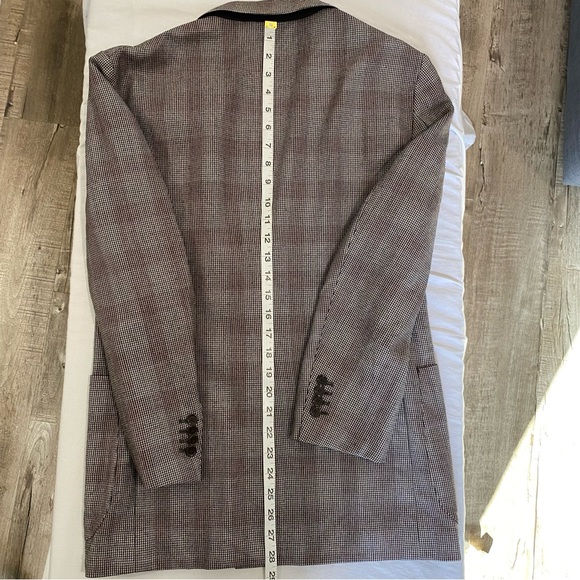 United Arrows men's tan & red "shadow" check flannel blazer, JP 44 (US 34S) - Picture 8 of 12